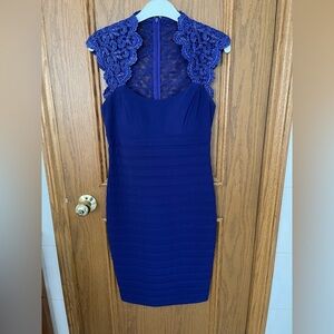 Xscape Purple Lace Midi Dress